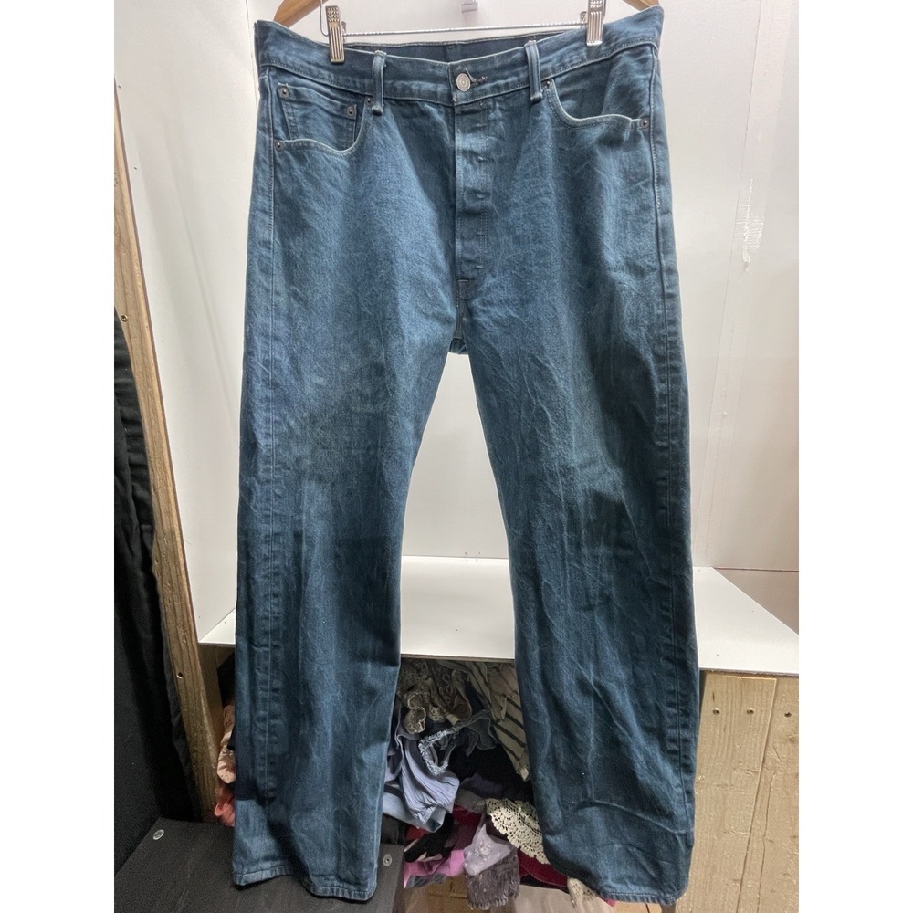 Vintage Levi's 501 38x34 Jeans Straight Leg Button - Tidal Blue 90s White Oak